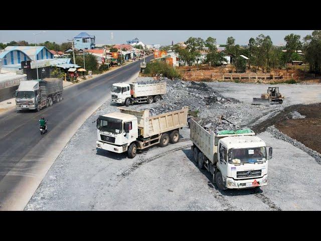 Deleting Puddle Processing 100% With Powerful Bulldozer , A lot of SACHMAN Heavy Dump Trucks