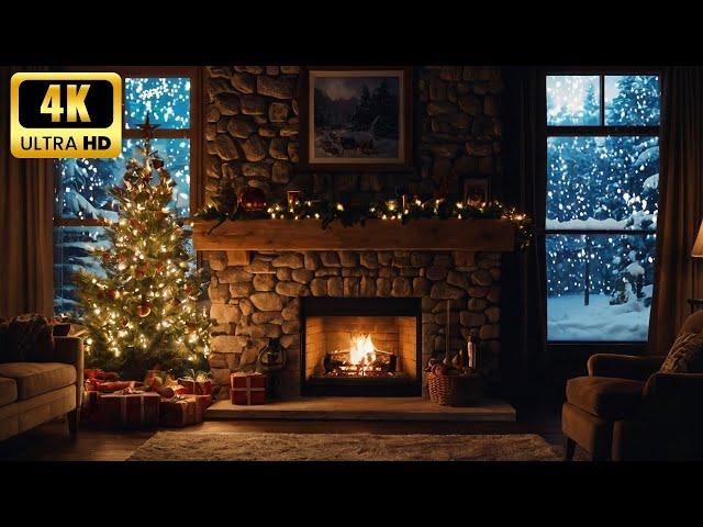  Relax with 4K Cozy Christmas Music and a Crackling Fireplace F3