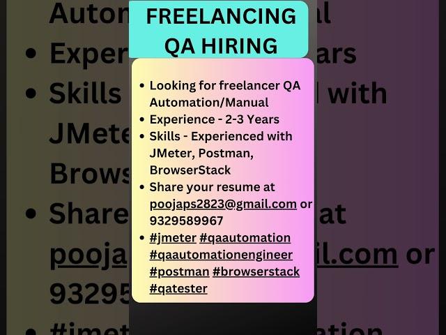 Freelancing Testing Jobs | Manual Testing| Automation Testing| shorts