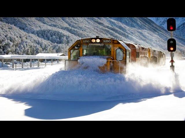 Most Awesome Trains Moving Through Snow Compilation