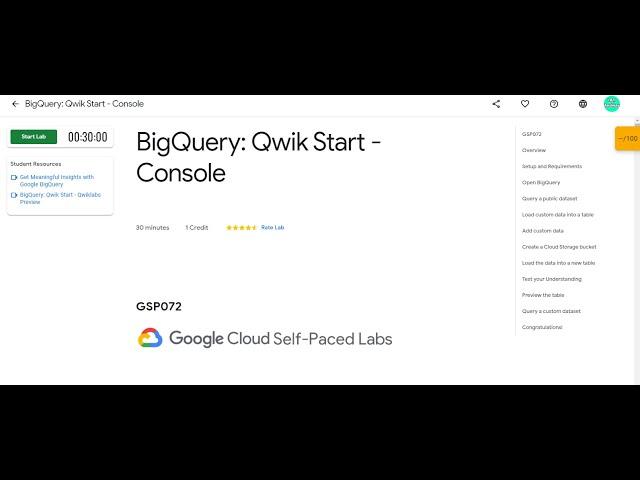 BigQuery: Qwik Start - Console GSP072 Google 30 Days Of Cloud