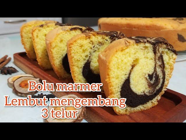 Resep & cara membuat bolu marmer jadul 3 telur lembut dan mengembang