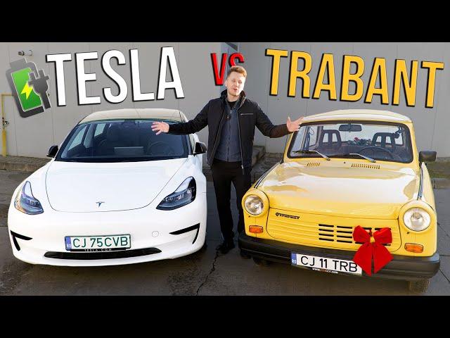 Care e mai rapidă la DRUM LUNG? - TRABANT vs TESLA