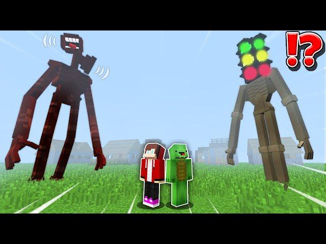 JJ and Mikey in SIREN HEAD vs TRAFFIC LIGHT HEAD CHALLENGE in Minecraft / Maizen Minecraft