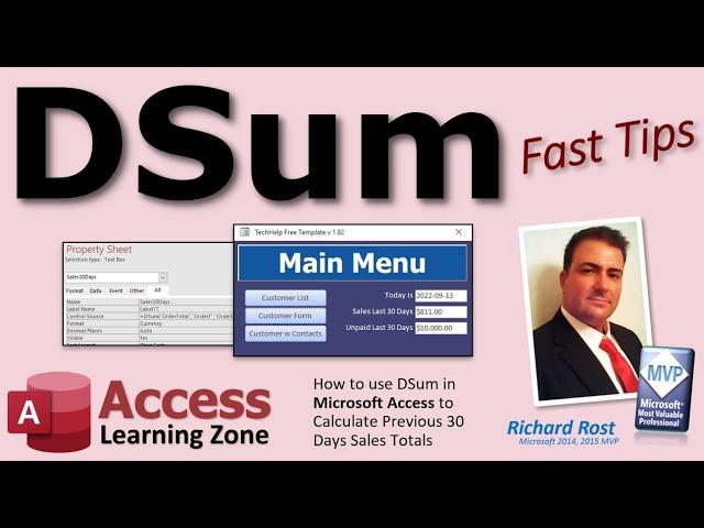 DSum Function with Multiple Criteria in Microsoft Access to Calculate Previous 30 Days Sales Totals