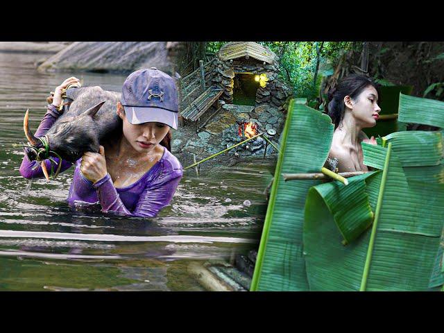 Full video: 30 days survival and bathe comfortably in the wild - Bushcraft camping | Ms yang