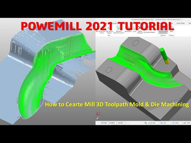 PowerMill 2021 Tutorial #92 | How to Create Toolpath Mill 3D Die Machining