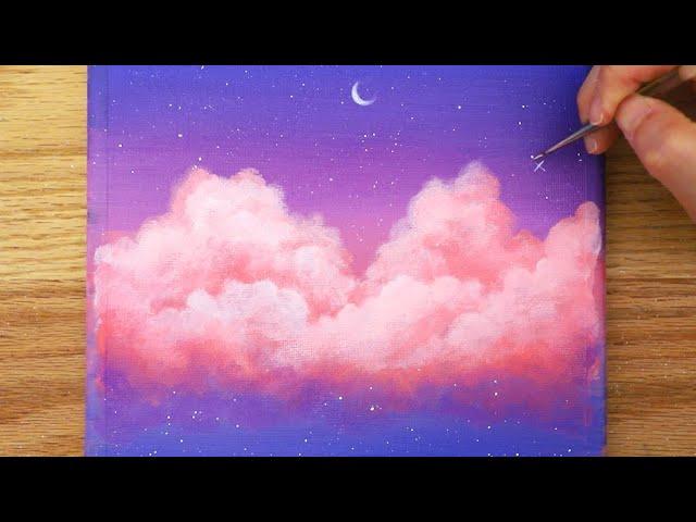 Dreamy pink clouds ️ | Step by step Acrylic Painting #149