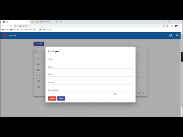 Angular 14  CRUD Operations with reactive forms & Material UI Modal popup | alertifyjs