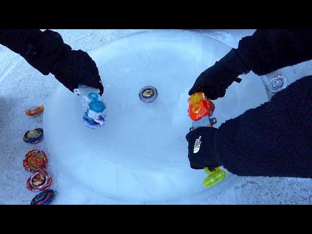 GIANT ANIME ICE STADIUM! | 100% Frozen Beystadium Ice Mold & Marathon Battle!