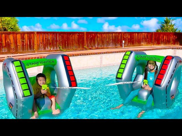 Wendy and Eric Plays with Swimming Pool Toys for Kids