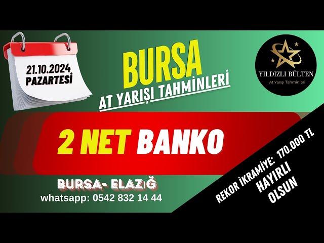 21 Ekim Pazartesi Bursa At Yarışı Tahminleri