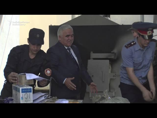 Tajikistan Police Incinerate Cache Of Illicit Drugs