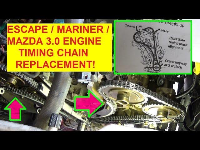 Ford Escape Mazda Tribute Mercury Mariner Timing Chain Replacement and Timing Marks