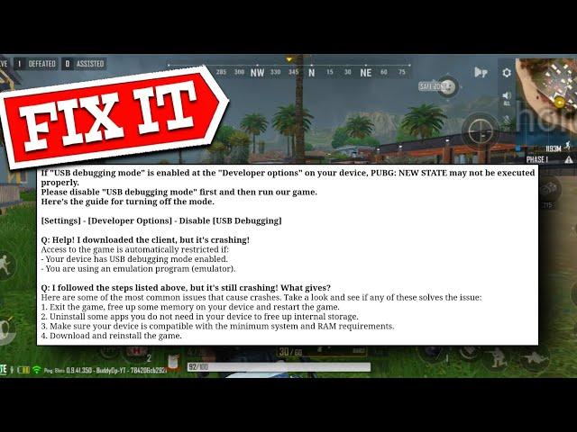 PUBG New State Usb debugging Problem or Not Opening & Crashing Fix on Any Android