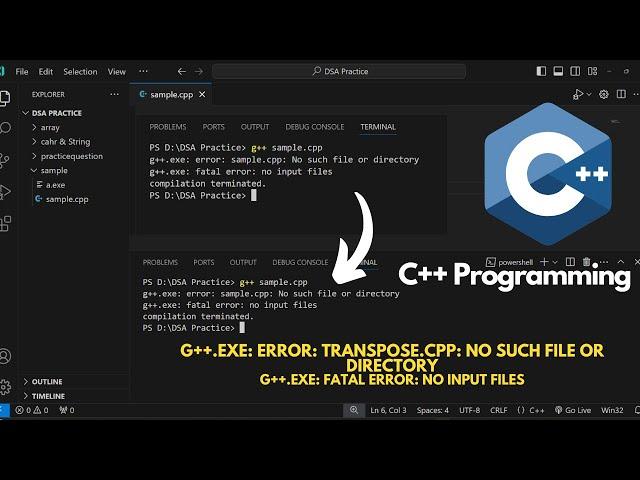 g++.exe: fatal error: no input files || g++.exe: error: transpose.cpp: No such file or directory .