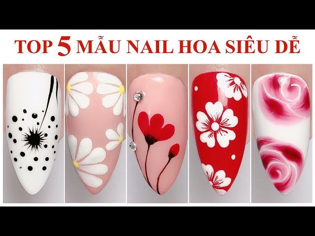 5 EASY FLOWERS NAIL ART FOR BEGINNER