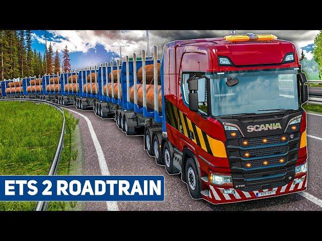 ETS 2 - ROADTRAIN: Mit 8 Anhängern durch Skandinavien! | EURO TRUCK SIMULATOR 2