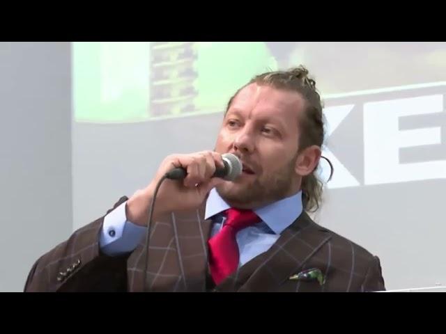 Kenny Omega and Gabe Kidd confront each other at the Wrestle Dynasy Press Conference