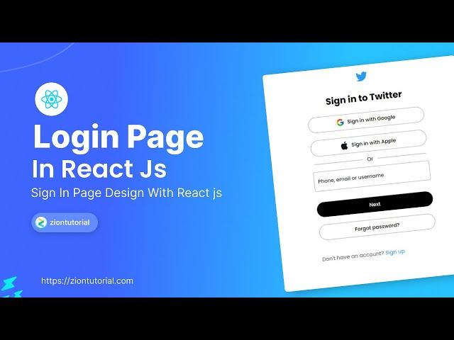 How To Make Login Page Like Twitter Using React Js |  Sign In Form Design With React Js ( Hindi )