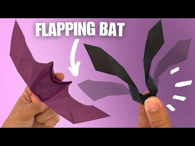 Origami flapping bat easy, how to make paper bat for Halloween