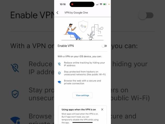 How to enable VPN with Google One app?