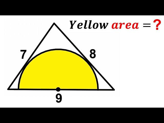 Can you find area of the Yellow shaded semicircle? | (Triangle) | #math #maths | #geometry