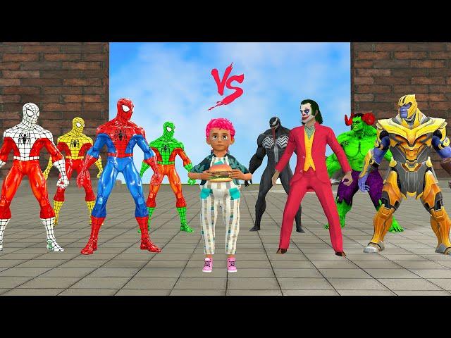 Team Spider Man's dramatic Battle Bad Guy Joker: Rescue Kid Spider vs the Hamburger was Stolen