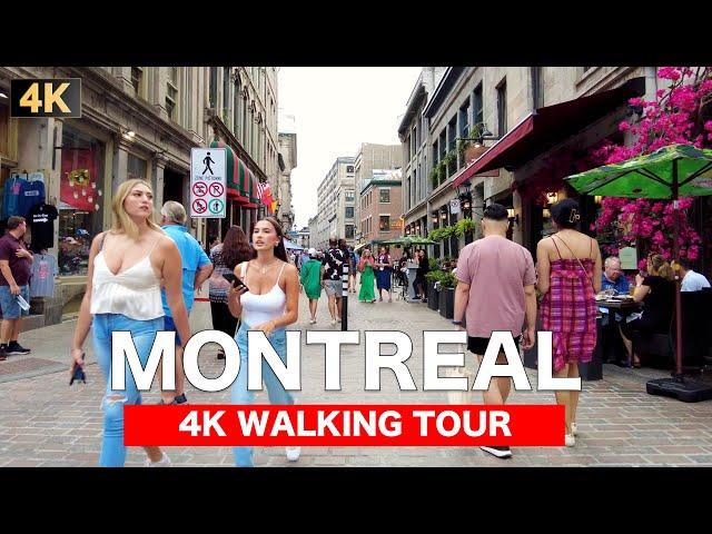 4K MONTREAL, Canada Walking Tour | Life in Downtown and Old Montreal