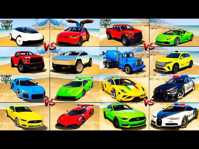 GTA 5 MOST EXPENSIVE Cars Tesla vs Lamborghini vs Cyber Truck vs Police Bugatti