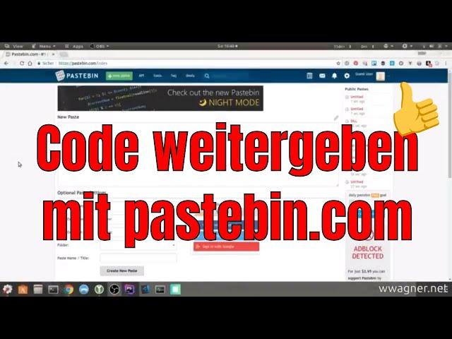 Code zeigen und weitergeben mit pastebin.com