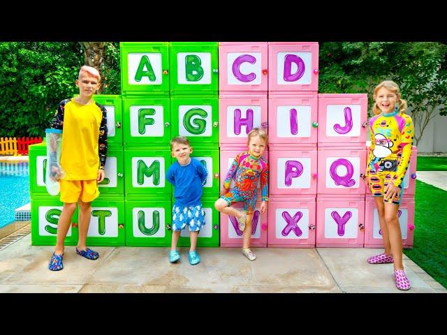 Five Kids ABC English Alphabet with Summer Inflatable Floats