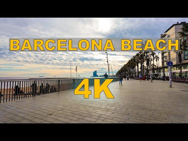 BARCELONA BEACH!! 2024 Walking Tour | OFF PEAK SEASON | 4K HDR | La Barceloneta