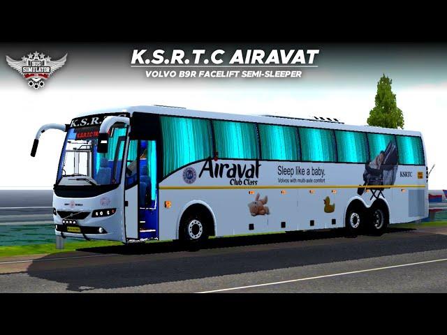 K.S.R.T.C AIRAVAT Livery for Volvo B9R facelift Semi-sleeper bus mod for bussid | bussid New mod