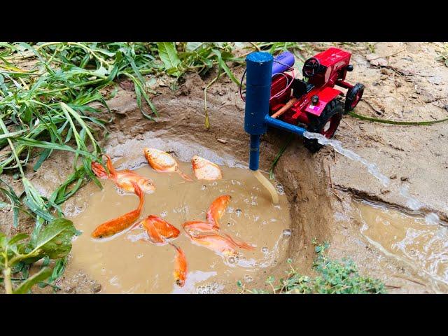 Catch fish using mini water pump | fishing exciting | diy tractor |@Sun Farming