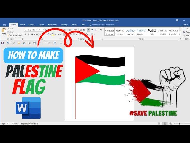 How to draw Palestine Flag in ms word | how to make Palestine Flag