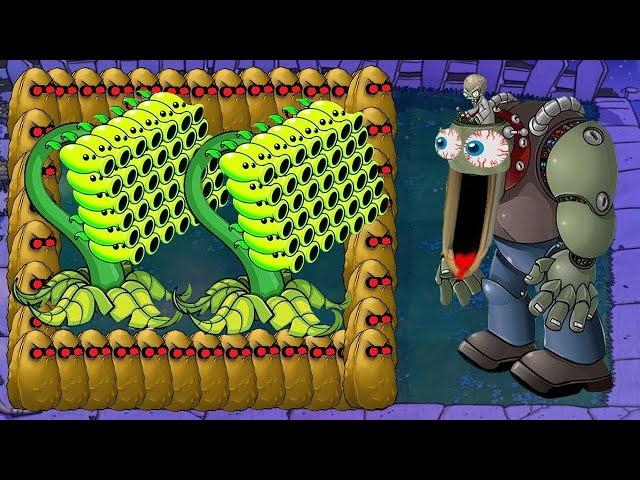 Threepeater Gatling Vs Giga Gargantuar Vs Dr Zomboss Plants Vs Zombies Battlez