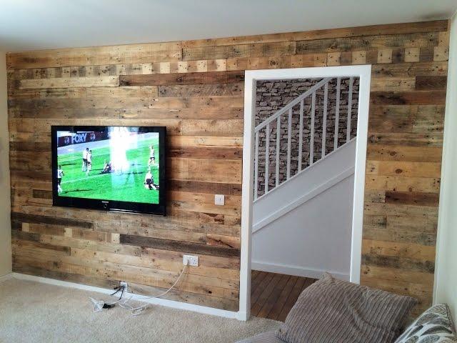 Reclaimed pallet wood wall.
