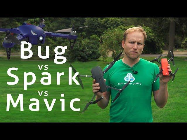 DJI Spark vs DJI Mavic vs Super Cheap Bug 3 $130 Drone