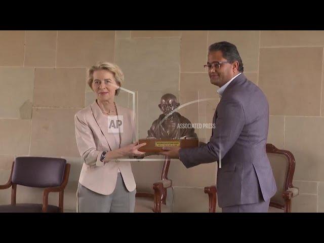 Ursula von der Leyen visits Mahatma Gandhi memorial in New Delhi