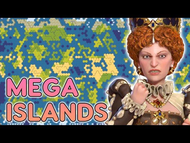 Playing Elizabeth on a MEGA ISLAND map - Civ 6 - Leader Pass