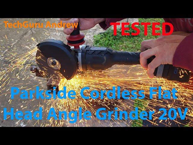 Parkside Cordless Flat Head Angle Grinder 20V TESTING