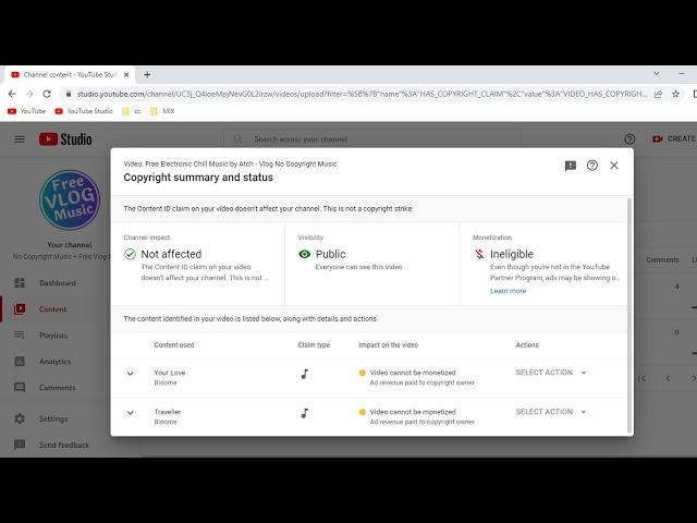 how to check copyright claims on YouTube videos in mobile