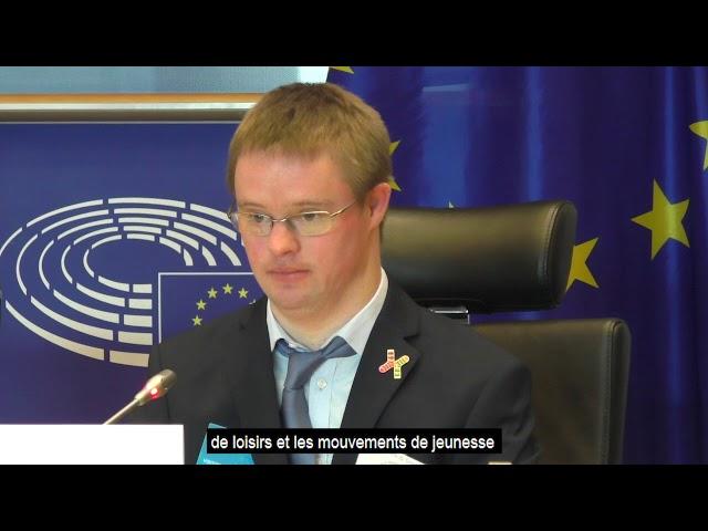 Discours de Benjamin, jeune homme porteur de trisomie 21, au Parlement européen.