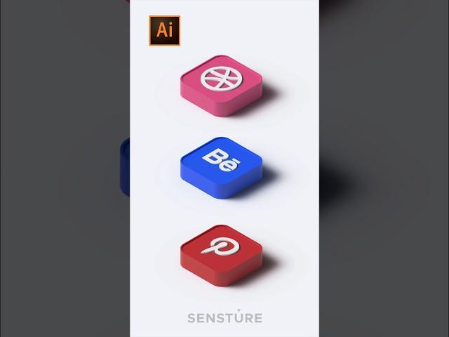 Convert Flat Icons Into 3D Icons In Illustrator #design #adobeillustrator #3d #icon #illustrator