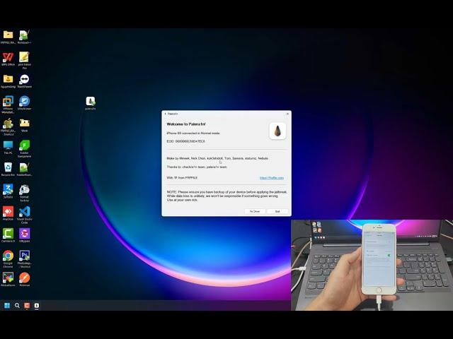 Free Jailbreak iOS 15 -16.x  on Windows Without USB with Palera1n.