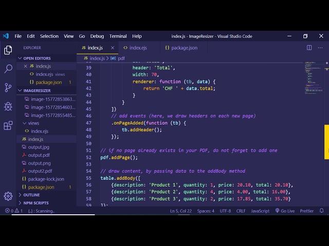 How to add Tables to PDF Documents Using PDFKit Library Plugin Voilab Pdf Table in Node.js