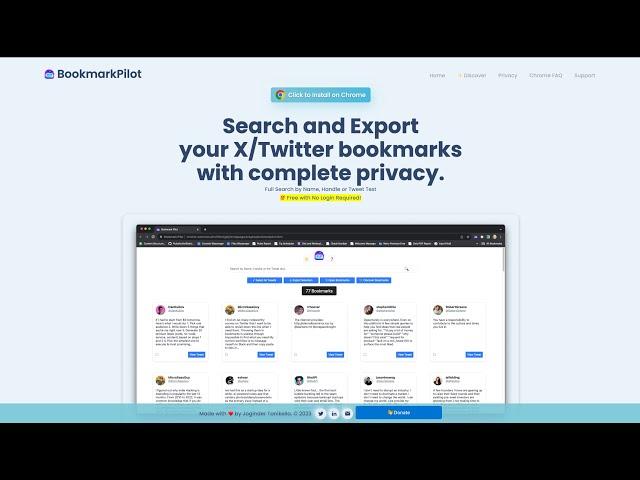 BookmarkPilot - Search and Export your X/Twitter bookmarks with complete privacy.