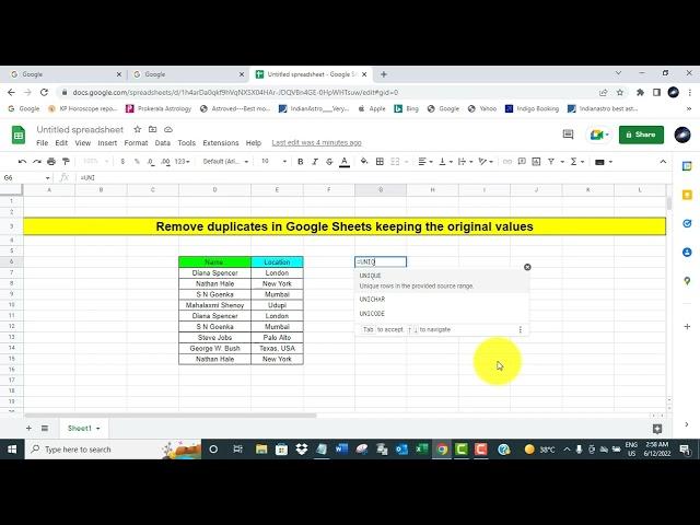 Remove duplicates in Google Sheets keeping the original values