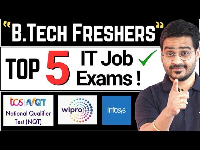 B.Tech Fresher? Top 5 IT Job Exams - TCS NQT, Wipro NLTH Must Apply! #btech #btechjobs #tcsnqt2023